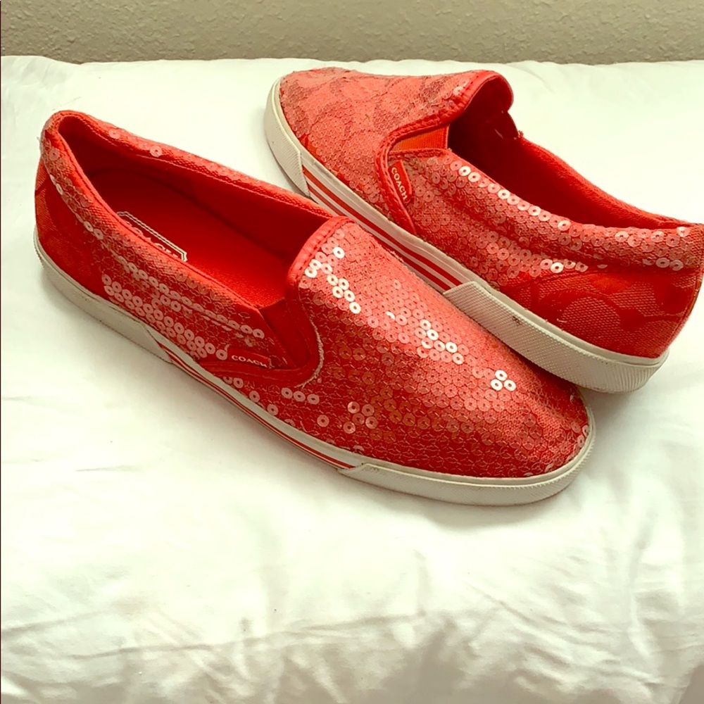 Coach sequin slip on shoes